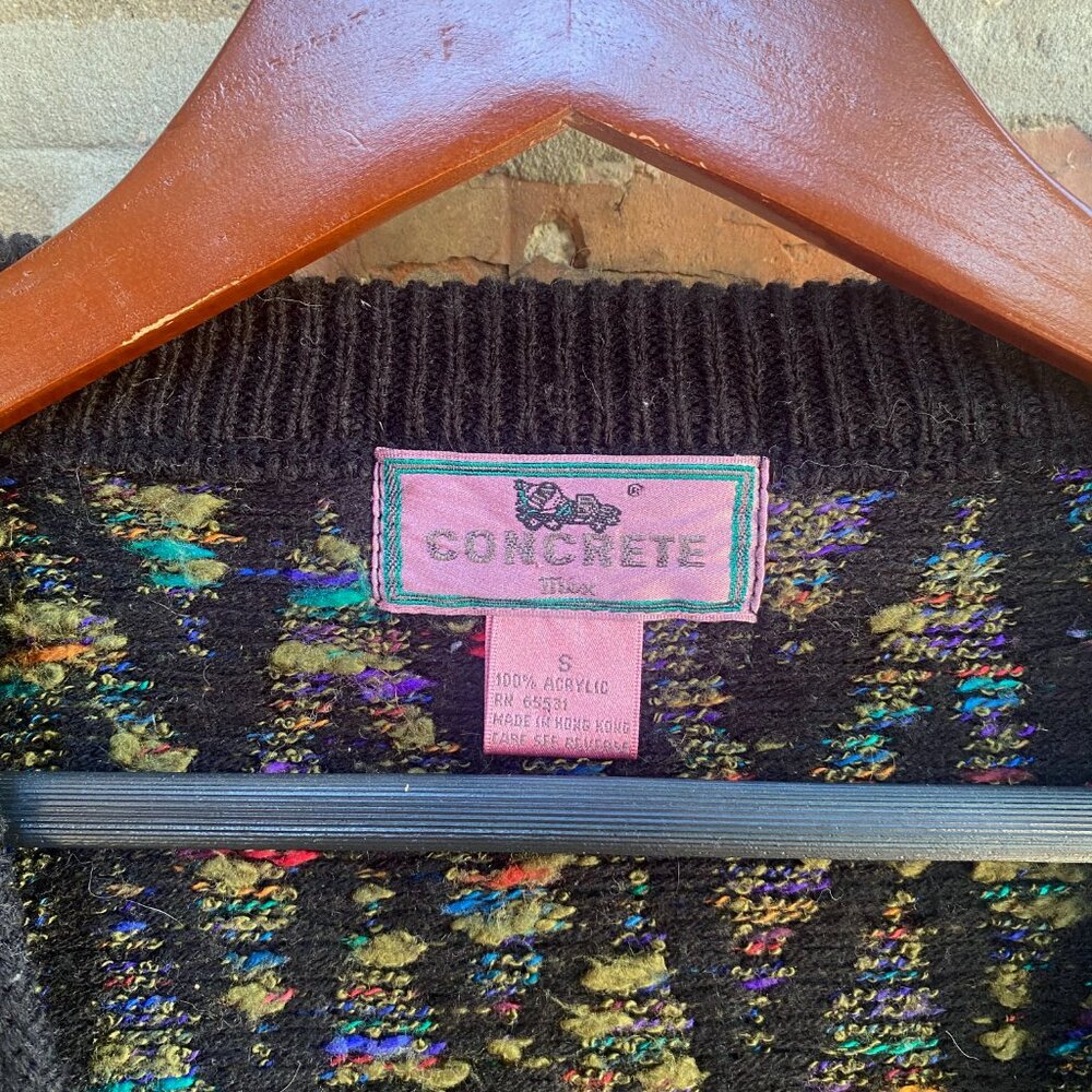 Vintage Concrete Mix 90s cardigan button down sweater multicolor grandpa Men's S - Picture 6 of 7
